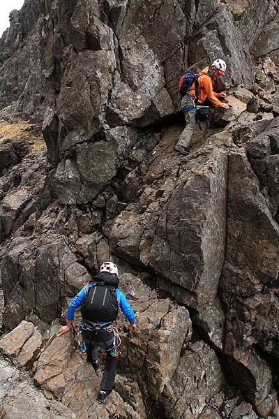 Rob Sykes and Mick Ryan navigating a loose section of Pinnacle Ridge.  © Dan Bailey - Editor UKH