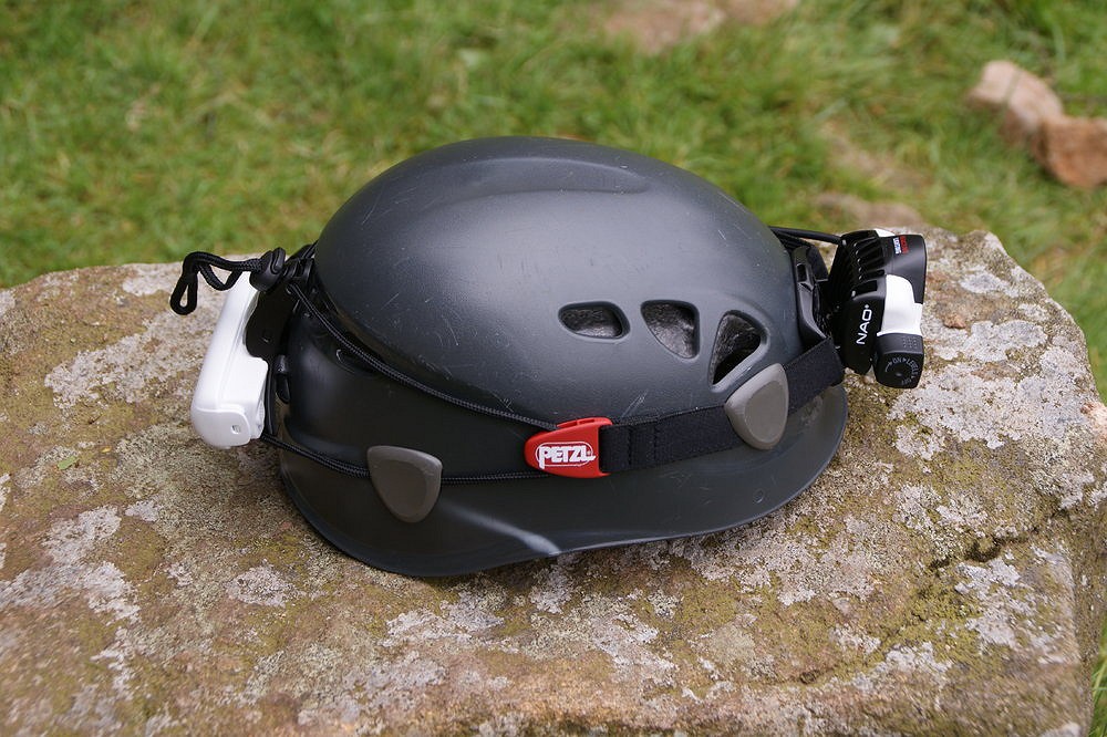 The Petzl Nao on a Petzl Elios helmet  © paul lewis