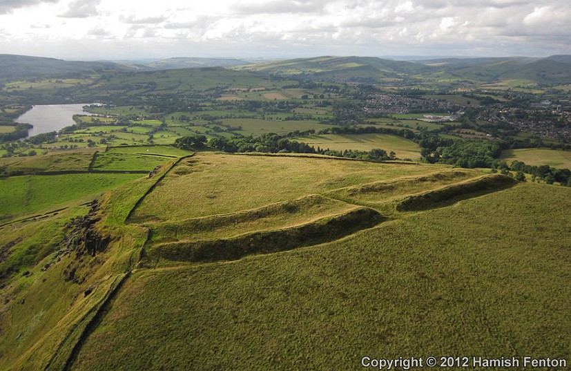 The Iron Age hillfort (promontory fort) called Castle Naze which gives its name to the crag located on its western side.  © captainH