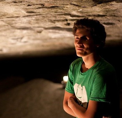Andy Gullsten in the Darkness cave, Magic Wood, Switzerland  © Gullsten coll.