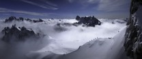 Alpinists on the Aiguille du Midi Ridge