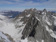 Aiguille's Chardonnet, Argentiere and the Tour Noir high above the Argentiere Basin, from the summit ice slope of Mont Dolent.