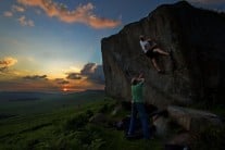 Bouldering in the last of the light at Stanage
