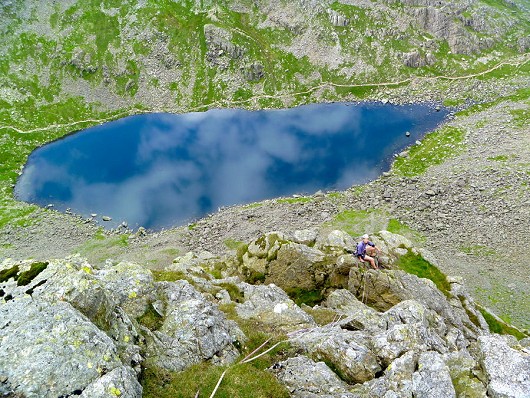 Top of the route with a perfectly still Goats water as a backdrop  © Mark Eddy