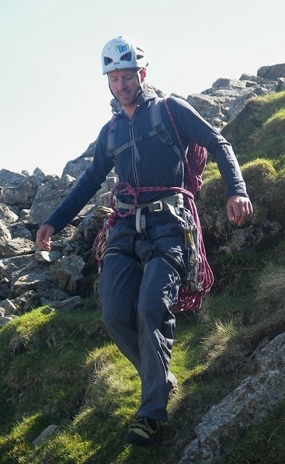 Descending to the base of Scafell crag after climbing Central Buttress  © Charlie Boscoe