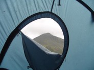 View of Great Gable through the Tent at 9.21AM.
