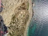 Diedro UBSA, Penon de Ifach: Looking down from the ledge after the abseil. Gulp!