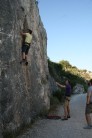 Dan climbing Le Philo at Fort de la Rivere
