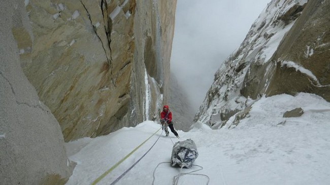 Underneath the steep upper reaches of the new route on Trango  © Josef Kopold