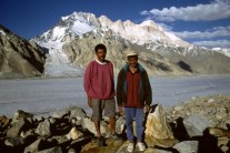 Karakoram porters beside the Nobande Sobande Glacier