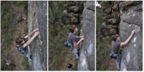 Hope you got long arms! Sequence of my route Tangled up in Blue. Dad's Crag Mittagong.
