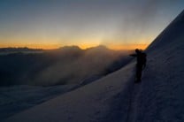 Dawn breaking on the way up the Allalinhorn.