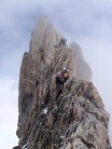 In the clouds on the aiguille d'entreves traverse