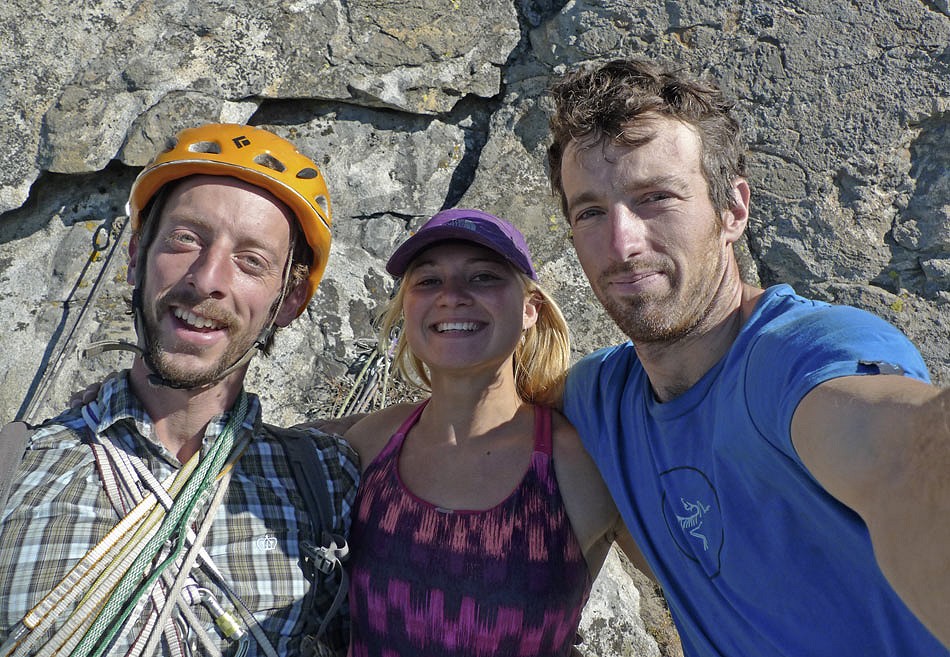 Neil Dyer, Hazel Findlay and James McHaffie after their ascent of the Pre-Muir on El Cap  © James McHaffie