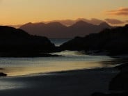 Sunset over the Rum Cuillin from Traigh Beach, Arisaig.