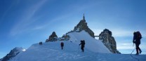 Returning to the Aiguille du Midi after a day on Pointe Lachenal