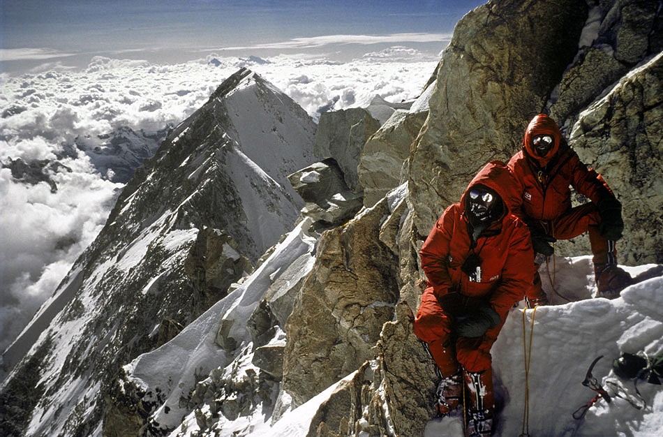 Boardman and Tasker close to the summit of the world’s third highest mountain, Kanchenjunga, on the first oxygenless ascent.  © Doug Scott