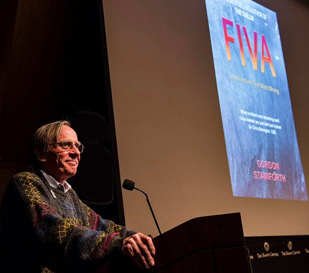 Gordon giving his acceptance speech in the Max Bell Auditorium in Banff Center  © Banff Mountain Film and Book Festival