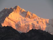 Kangchenjunga south face, seen at dawn from Dzongri Peak viewpoint.