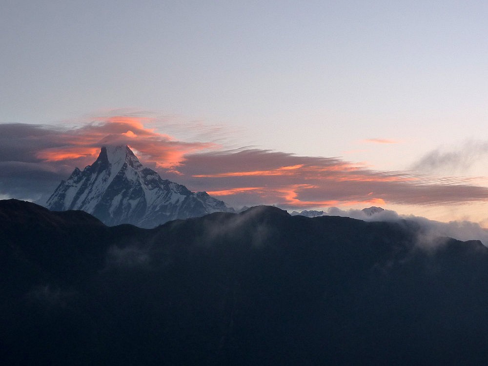 Annapurna Range photo at sunrise of Machapuchare October 2012  © DAVE LINDOP