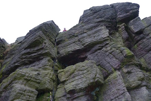 Not quite my first lead on grit, but almost; feeling smug at the top.  © BusyLizzie