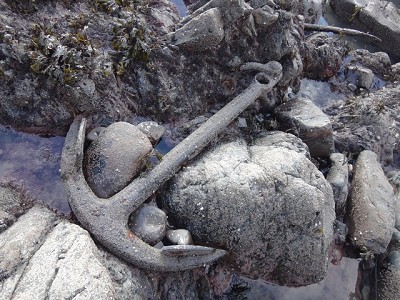 The Vicarage Anchor - wonder how this massive piece of maritime hardware ended up lying here?   © oscaig