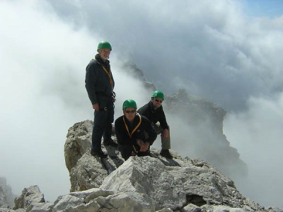 Gaz and mates climbing the Dolomites, sponsored by Roadmap at the foot of Cima Falkner  © davidsgems