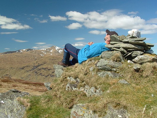 MacAoidh relaxing at the summit of The Stob.  © MacAoidh