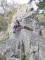 Climbing at Goblin Combe, Somerset. Route, Gandalf