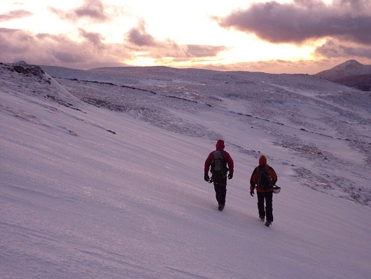 Sunset fast approaches on the descent from Beinn Udlaidh  © Ahab