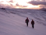 Sunset fast approaches on the descent from Beinn Udlaidh