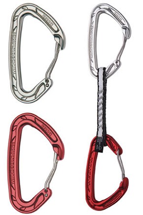 The Helium karabiners will most commonly be bought as single biners in red and silver or as quickdraws...  © Wild Country