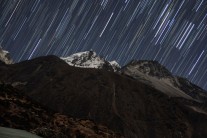Timelapse star trail photo in the Khumbu