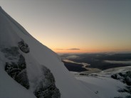 The White Line, Ben Nevis, Excellent conditions. Just as the sun sets.