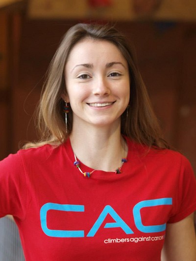 Natalie Berry sporting her CAC T-shirt  © Climbers Against Cancer