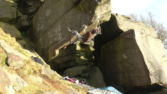 Tom Newman on Voyager (8B) - Burbage  © Tom Newman Collection (still from video)