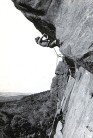 Mick Dewsbury having it out with The Sloth (HVS 5b) Roaches Upper Tier