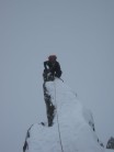 Up the final step on the arete...