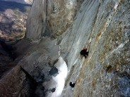 Tom Codrington and Ian Cooper having a lovely time on the 1,200m face of Peak 4810