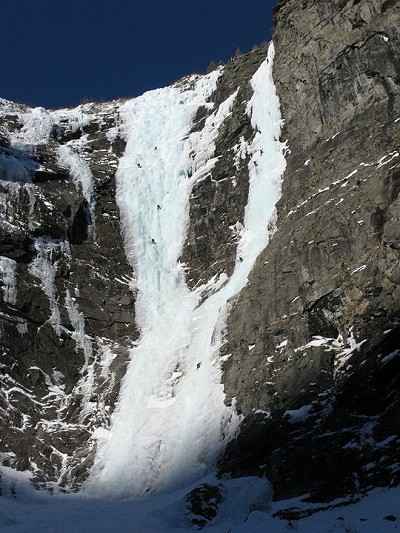 Impressive ice climbing routes Mordor (WI 5, 315 m) and Supervisor (WI6, 270 m) at Eisarena - Anlauftal  © Branko Radenovic