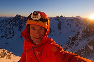 Jon Griffith on the top of the Aiguille Verte  © Jon Griffith / Alpine Exposures