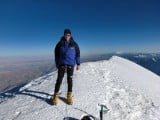 Bolivia Expedition 2012: on the summit of Illimani Sur (6444 m), Huayna Potosi (6088 m) in distance<br>© André