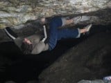 Spanning off the heel/toe lock on Cromlech Roof Crack