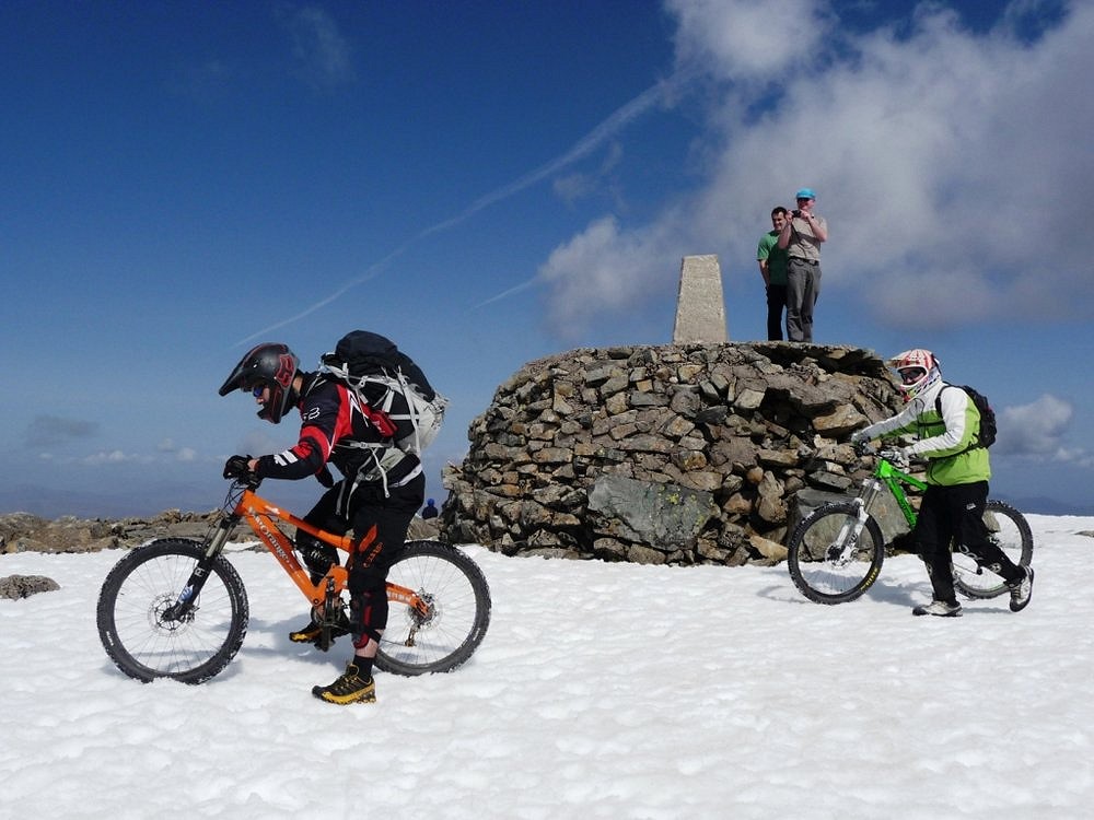 Summit of the Ben in April, glorious walk - but some prefer to bike it  © nigelrunner
