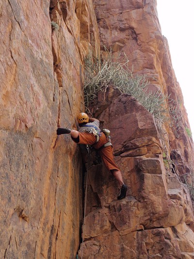 Rob Keet on the the 1st ascent of Shady Jane HVS 5A  © TouchtheRock
