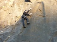 Rich deep in concentration on Smoove Groove, E5, Sea Walls, Avon Gorge