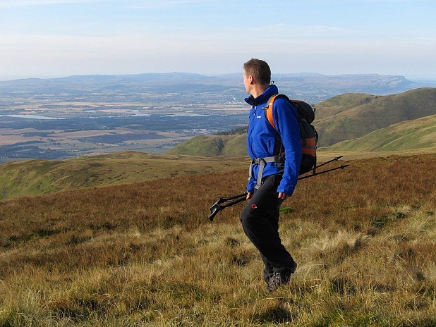 Last year's Vapour-rise Jacket, plus the rest, out for a spin in the Ochils  © Dan Bailey