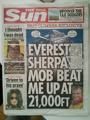 Jon Griffith on the front cover of The Sun  © The Sun