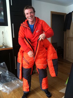 Jon Griffith at home, packing for and excited to go to Everest prior to his trip.  © Jon Griffith
