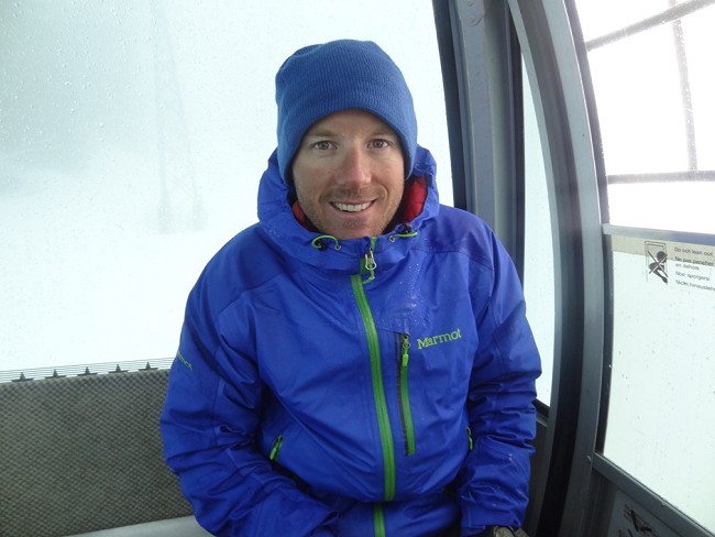 Still smiling despite the miserable conditions in Leysin. Photo Katey Lemar.  © Charlie Boscoe